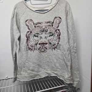 Zara Heather Gray Graphic Sweatshirt